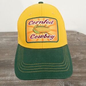 CSI Cornfed Cowboy Hat Cap Trucker Snap Back One Size Yellow Green Funny